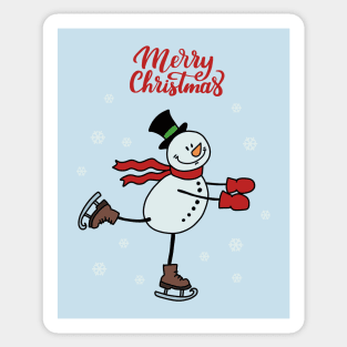 Ice Skating Snowman Sticker